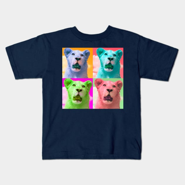 Lion Cub Pop Art Kids T-Shirt by MinnieWilks